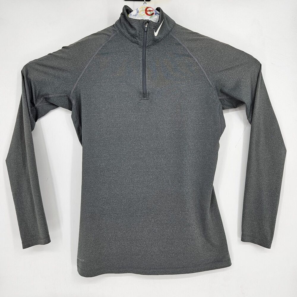 Nike Pro‎ Dri Fit Womens Large Long Sleeve Compression Running V Neck Shirt Gray